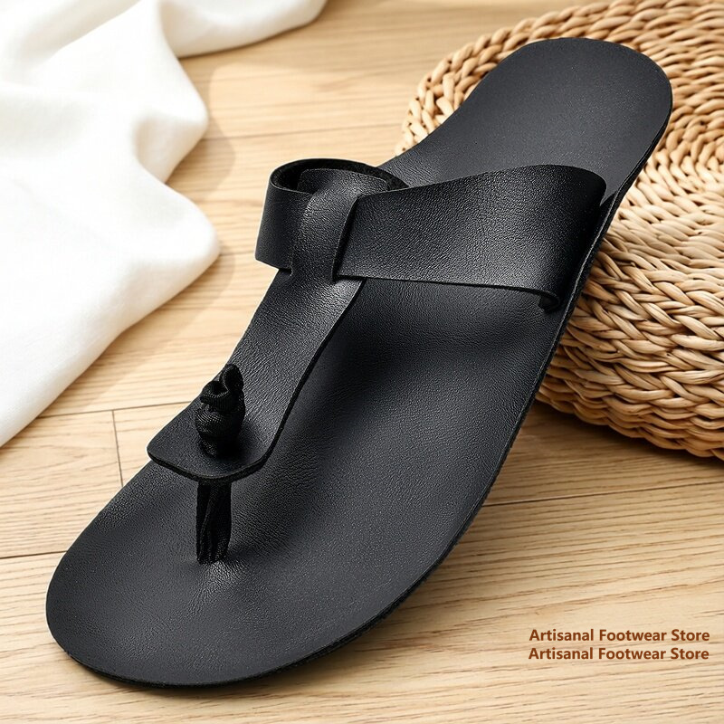 Flip Flop Leather Men - Męskie retro skórzane klapki letnie, codzienne