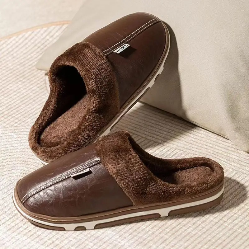 Męskie zimowe kapcie w dużych  – Flip Flop Leather Men recenzja i cena